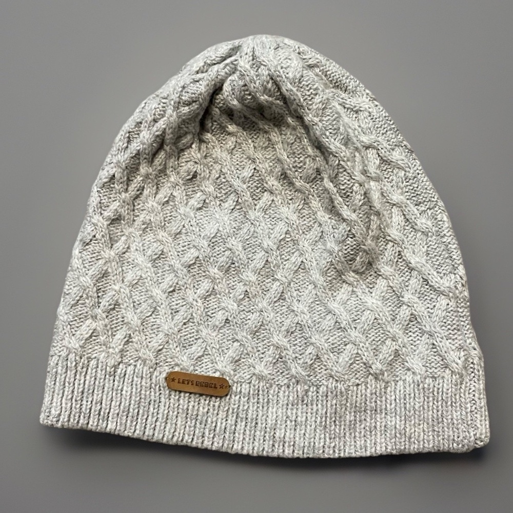 Cable Knit Winter Beanie Hat Women's Gray Let's Rebel